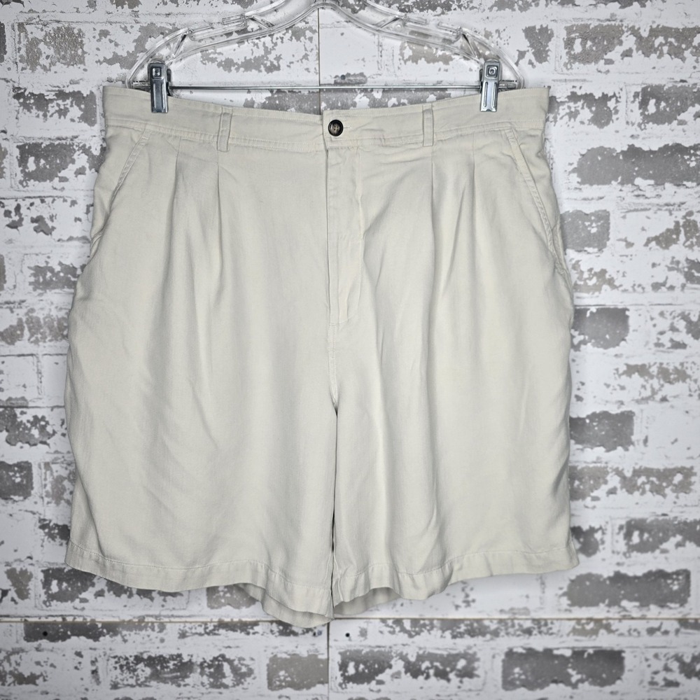 Pussers Shorts Mens 36 Beige 100% Silk Casual Dress Vacation Summer 7" Inseam